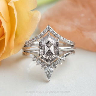 2.51 Carat Salt and Pepper Hexagon Diamond Engagement Ring, Jane Setting