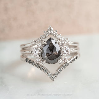 1.24 Carat Black Speckled Pear Diamond Engagement Ring, Charlotte Setting