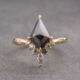 1.43 Carat Black Kite Diamond Engagement Ring, Ombre Flora Setting, Point No Point Studio. Available in a variety of metal types. Eco-friendly, Recycled Metals, Conflict Free.