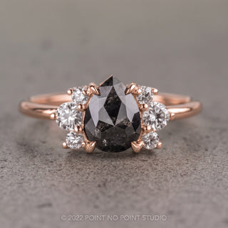 1.24 Carat Black Speckled Pear Diamond Engagement Ring, Charlotte Setting