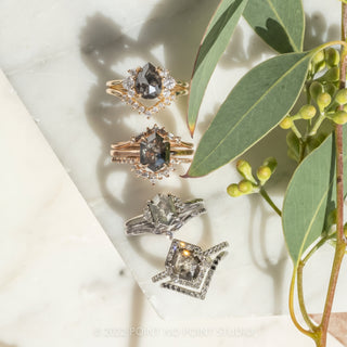 1.24 Carat Black Speckled Pear Diamond Engagement Ring, Charlotte Setting