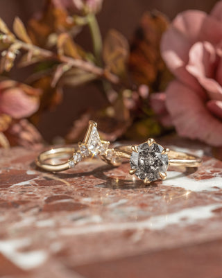 1.83 Carat Salt and Pepper Round Diamond Engagement Ring, Madeline Setting