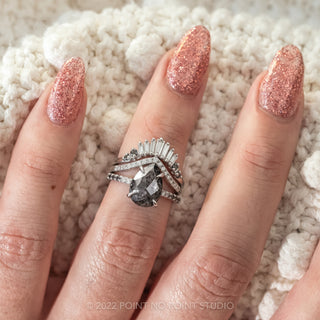 3.82 Carat Salt and Pepper Pear Diamond Engagement Ring, Ombre Jules Setting