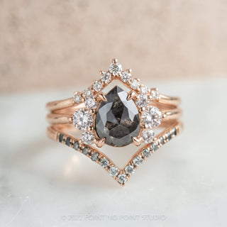 1.24 Carat Black Speckled Pear Diamond Engagement Ring, Charlotte Setting