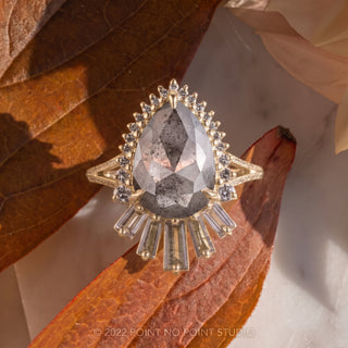 2.64 Carat Salt and Pepper Pear Diamond Engagement Ring, Oriole Setting