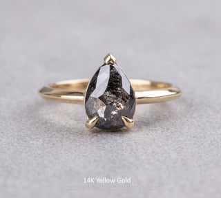 1.68 Carat Black Salt and Pepper Pear Diamond Engagement Ring, Charlize Setting