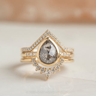 1.25 Carat Black Speckled Pear Diamond Engagement Ring, Bezel Jules Setting