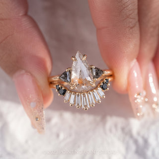 1.23 Carat Orange Salt and Pepper Pear Diamond Engagement Ring, Zoe Setting