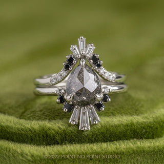 1.58 Carat Salt and Pepper Pear Diamond Engagement Ring, Ombre Wren Setting
