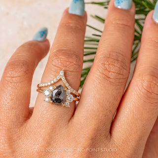 1.24 Carat Black Speckled Pear Diamond Engagement Ring, Charlotte Setting