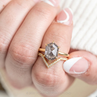 2.51 Carat Salt and Pepper Hexagon Diamond Engagement Ring, Jane Setting