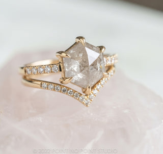 2.08 Carat Icy White Hexagon Diamond Engagement Ring, Jules Setting, Point No Point Studio. Eco-friendly, Recycled Metals, Conflict Free.