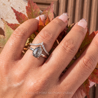 2.08 Carat Salt and Pepper Pear Diamond Engagement Ring, Charlize Setting