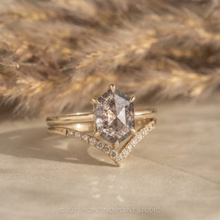 2.51 Carat Salt and Pepper Hexagon Diamond Engagement Ring, Jane Setting