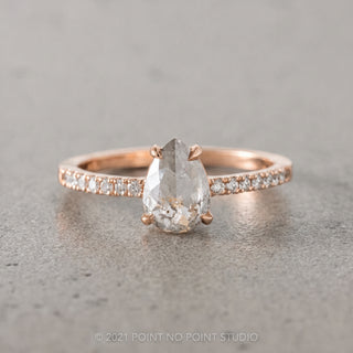 1.27 Carat Salt and Pepper Pear Diamond Engagement Ring, Jules Setting