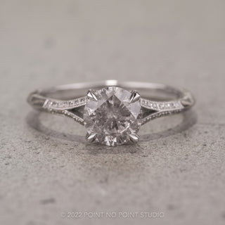 1.04 Carat Salt and Pepper Round Diamond Engagement Ring, Mackenzie Setting