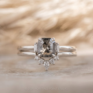 .80 Carat Salt and Pepper Asscher Diamond Engagement Ring, Zoe Setting
