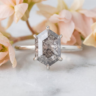2.51 Carat Salt and Pepper Hexagon Diamond Engagement Ring, Jane Setting