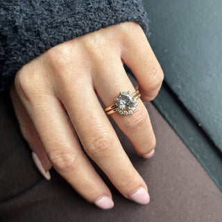 1.83 Carat Salt and Pepper Round Diamond Engagement Ring, Madeline Setting