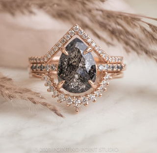 3.82 Carat Salt and Pepper Pear Diamond Engagement Ring, Ombre Jules Setting