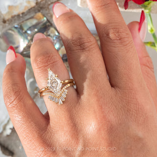 Step Cut Kite Lab Diamond Engagement Ring, Lark Setting, Point No Point Studio. Available in a variety of metal types. Eco-friendly, Recycled Metals, Conflict Free.