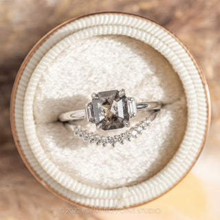 .80 Carat Salt and Pepper Asscher Diamond Engagement Ring, Zoe Setting