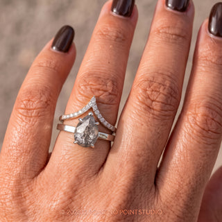 2.08 Carat Salt and Pepper Pear Diamond Engagement Ring, Charlize Setting