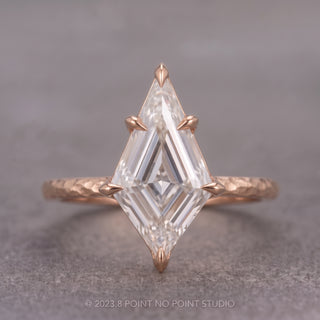Step Cut Kite Lab Diamond Engagement Ring, Hammered Lark Setting