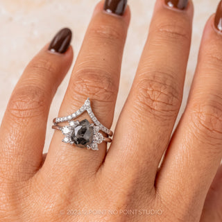 1.24 Carat Black Speckled Pear Diamond Engagement Ring, Charlotte Setting
