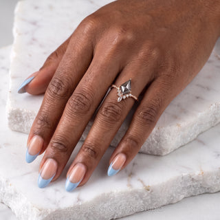 1.43 Carat Black Kite Diamond Engagement Ring, Ombre Flora Setting, Point No Point Studio. Available in a variety of metal types. Eco-friendly, Recycled Metals, Conflict Free.