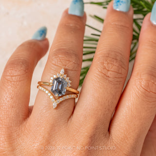 1.33 Carat Blue Hexagon Sapphire Engagement Ring, Ava Setting