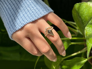 Large Paloma Wedding Ring, 9 Diamond, Loaf Band women's wedding band, Point No Point Studio. Eco-friendly, Recycled Metals, Conflict Free.