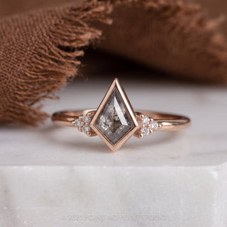 .60 Carat Salt and Pepper Kite Diamond Engagement Ring, Bezel Quinn Setting