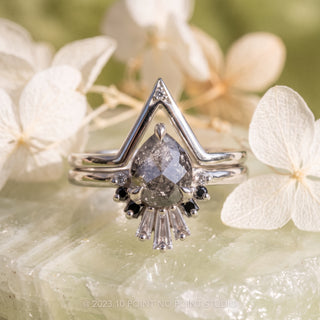 1.58 Carat Salt and Pepper Pear Diamond Engagement Ring, Ombre Wren Setting