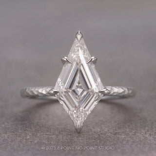 Step Cut Kite Lab Diamond Engagement Ring, Hammered Lark Setting