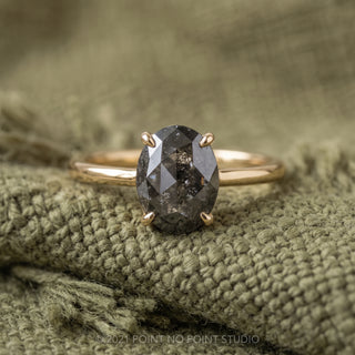 2.64 Carat Black Oval Diamond Engagement Ring, Basket Jane Setting