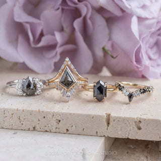 1.24 Carat Black Speckled Pear Diamond Engagement Ring, Charlotte Setting