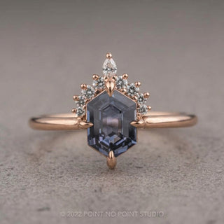 1.33 Carat Blue Hexagon Sapphire Engagement Ring, Ava Setting