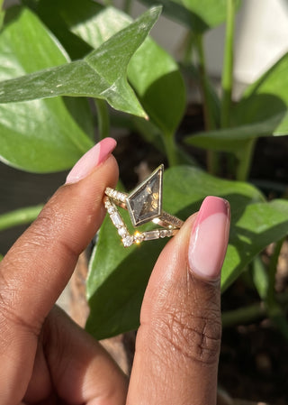Large Paloma Wedding Ring, 9 Diamond, Loaf Band women's wedding band, Point No Point Studio. Eco-friendly, Recycled Metals, Conflict Free.