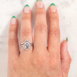 .99 Carat Salt and Pepper Pear Diamond Engagement Ring, Halo Setting