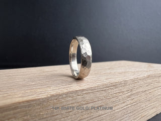 6mm Mens Wedding Band, Half Round Hammered Matte