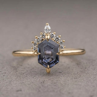 1.33 Carat Blue Hexagon Sapphire Engagement Ring, Ava Setting