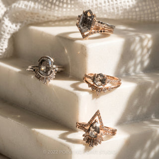 1.39 Carat Salt and Pepper Pear Diamond Engagement Ring, Ombre Wren Setting