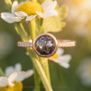 1.98 Carat Black Round Diamond Engagement Ring, Bezel Jules Setting
