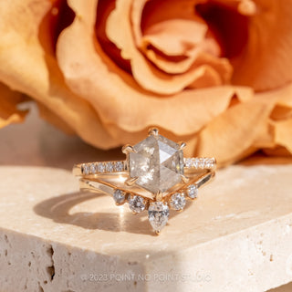 2.08 Carat Icy White Hexagon Diamond Engagement Ring, Jules Setting, Point No Point Studio. Eco-friendly, Recycled Metals, Conflict Free.