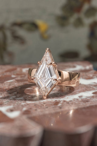 Step Cut Kite Lab Diamond Engagement Ring, Basket Jane Setting