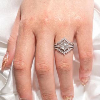 2.08 Carat Icy White Hexagon Diamond Engagement Ring, Jules Setting, Point No Point Studio. Eco-friendly, Recycled Metals, Conflict Free.
