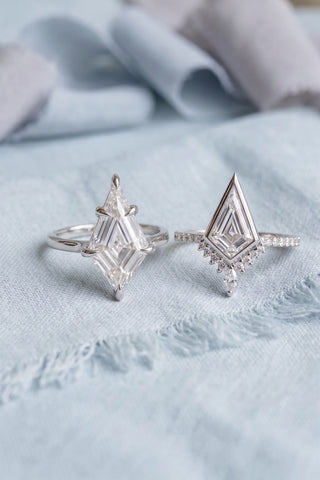 Step Cut Kite Lab Diamond Engagement Ring, Lark Setting