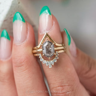 2.51 Carat Salt and Pepper Hexagon Diamond Engagement Ring, Jane Setting