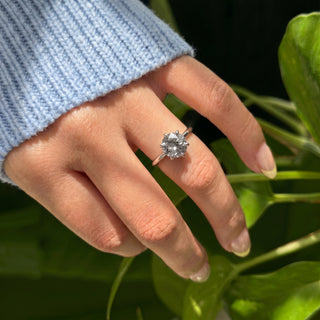 1.83 Carat Salt and Pepper Round Diamond Engagement Ring, Madeline Setting